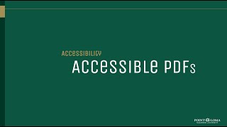 Accessibility: Accessible PDFs