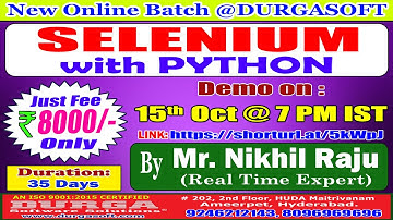 SELENIUM with PYTHON Online Training @ DURGASOFT