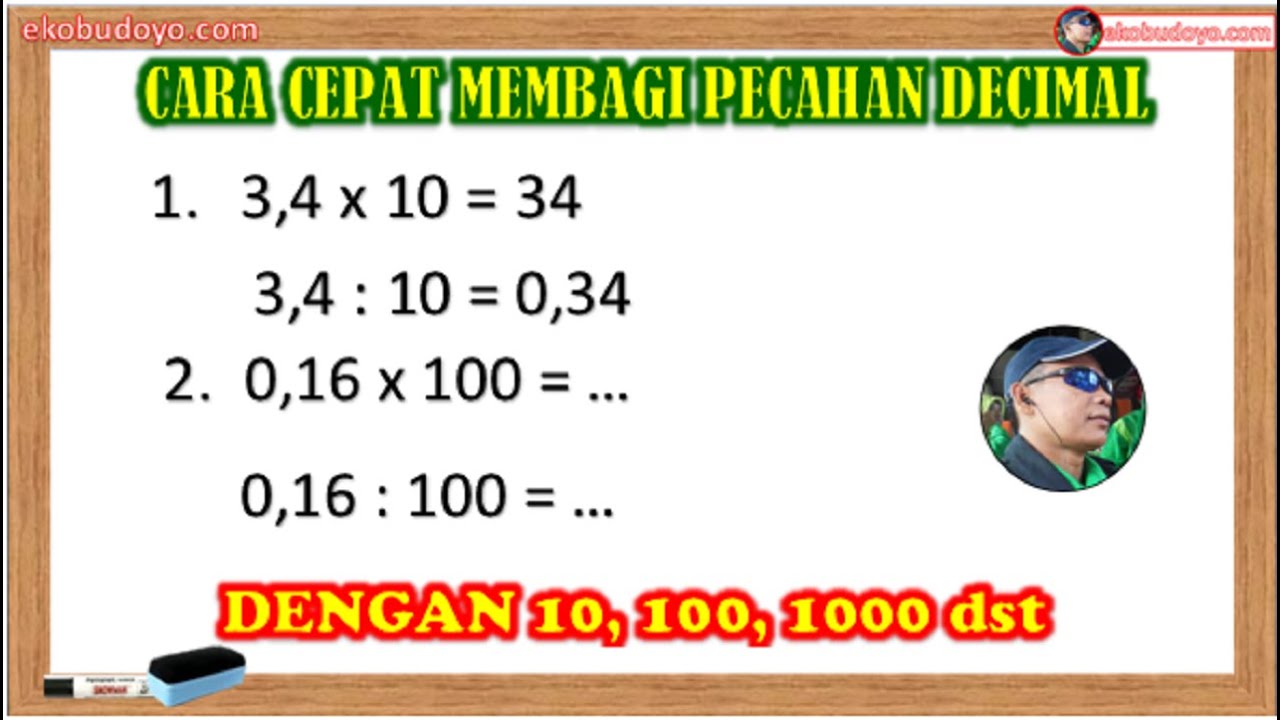Cara Cepat Membagi Pecahan Decimal Dengan 10100 1000 dst - YouTube