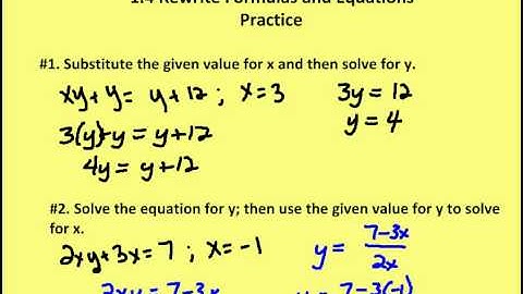 1.4 Rewrite Formulas and Equations (Practice)