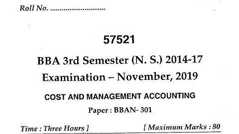 MDU BBA 2nd Year 3rd Sem question Paper 2019 || Mdu Cost & Management Accounting Question paper 2019