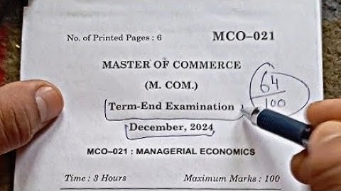 MCO 021 Question Paper Mcom IGNOU December 2024 || Mcom IGNOU | Managerial Economics