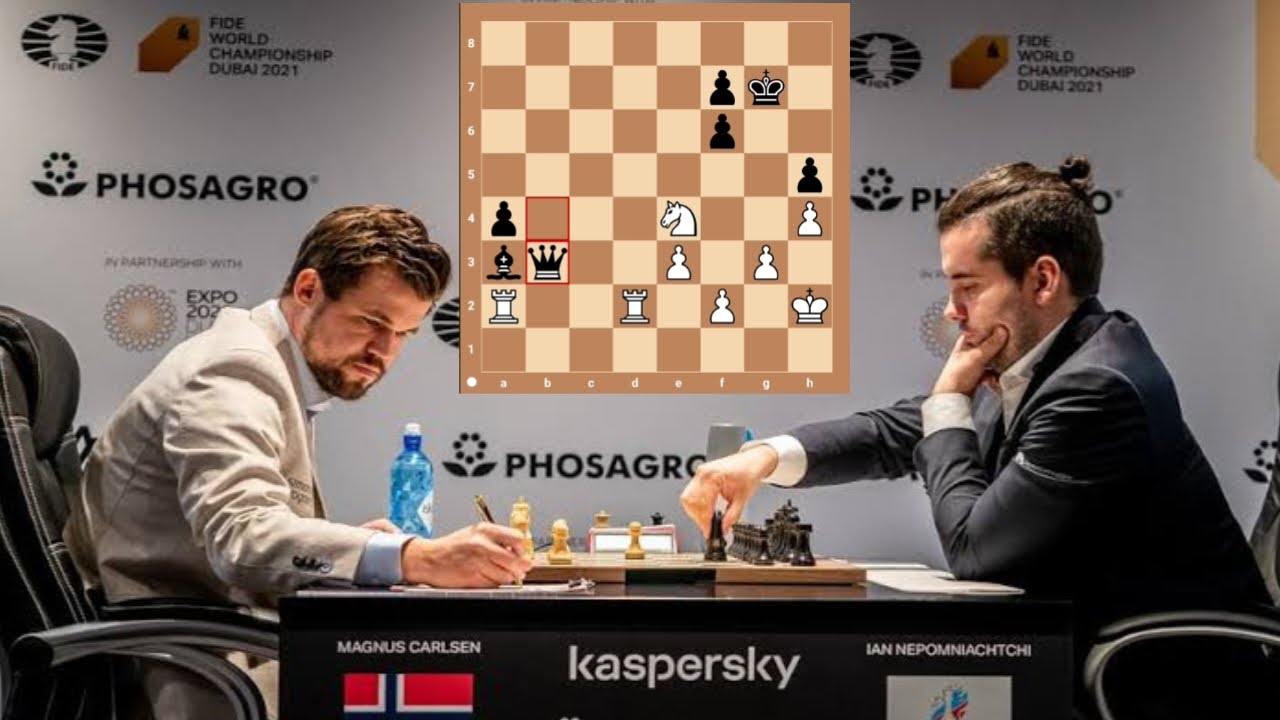 Magnus Carlsen vs Ian Nepomniachtchi- World Championship Match (2021) · 1-0  @chessfeed 