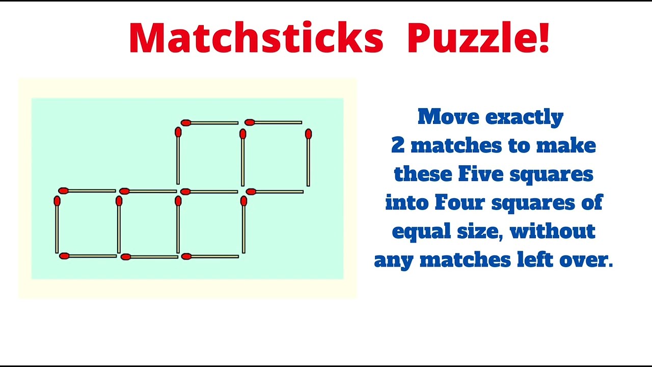 Make Four Matchstick Squares in Two Moves SOLUTION! 