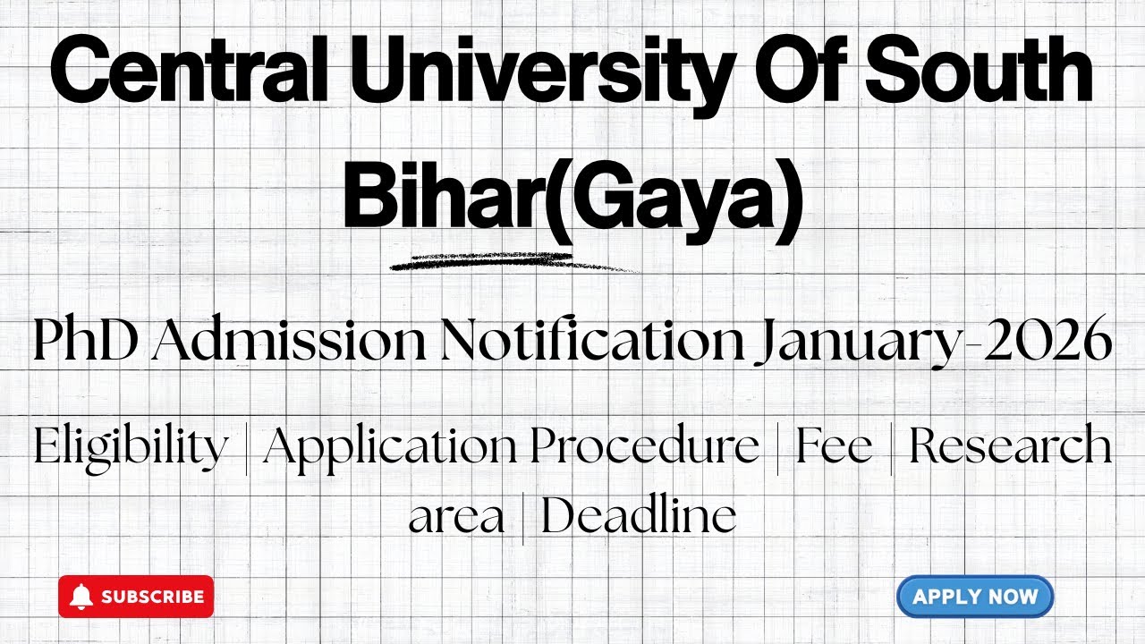 Central University of South Bihar PhD Admission January-2026 | Eligibility, Fee | HustleWithRishu