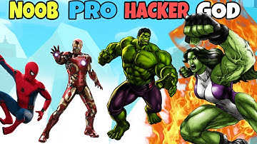 NOOB vs PRO vs HACKER vs GOD in Merge Superhero: Fighting