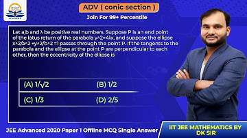 Advanced Conic Sections - Parabola and Ellipse | Tangent and Eccentricity | IIT JEE by DK Sir #jee