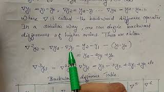 Backward and central difference tables