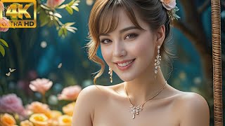 4K Ai Girl Lookbook - Under The Stars With Sophia: A Joyous Spring Swing In The Garden