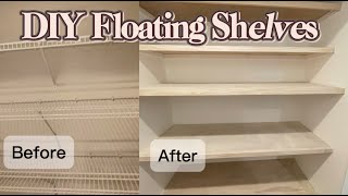 DIY Floating Closet Shelves in Linen Closet