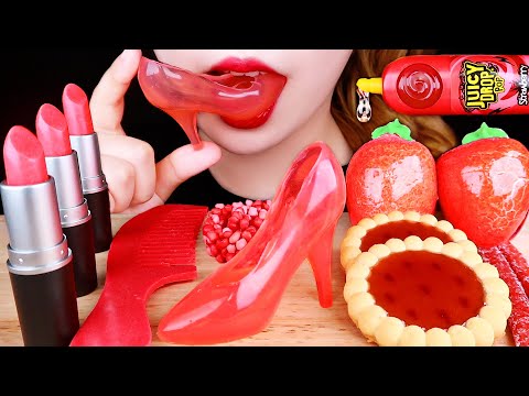 ASMR EDIBLE SHOES, LIPSTICK, BRUSH, STRAWBERRY MARSHMALLOW TANGHULU 먹방 EATING SOUNDS MUKBANG 咀嚼音