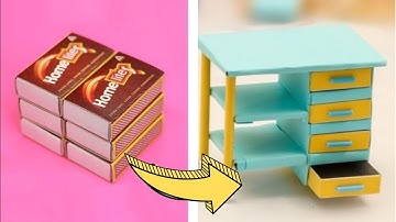 DIY Mini Study table with matchbox|| How to make miniature Study table.