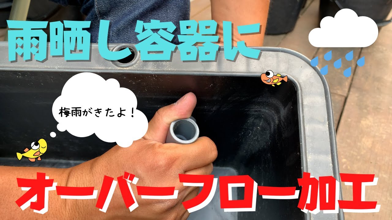 屋外めだか容器の水が溢れないようにオーバーフロー加工しよう！必要な