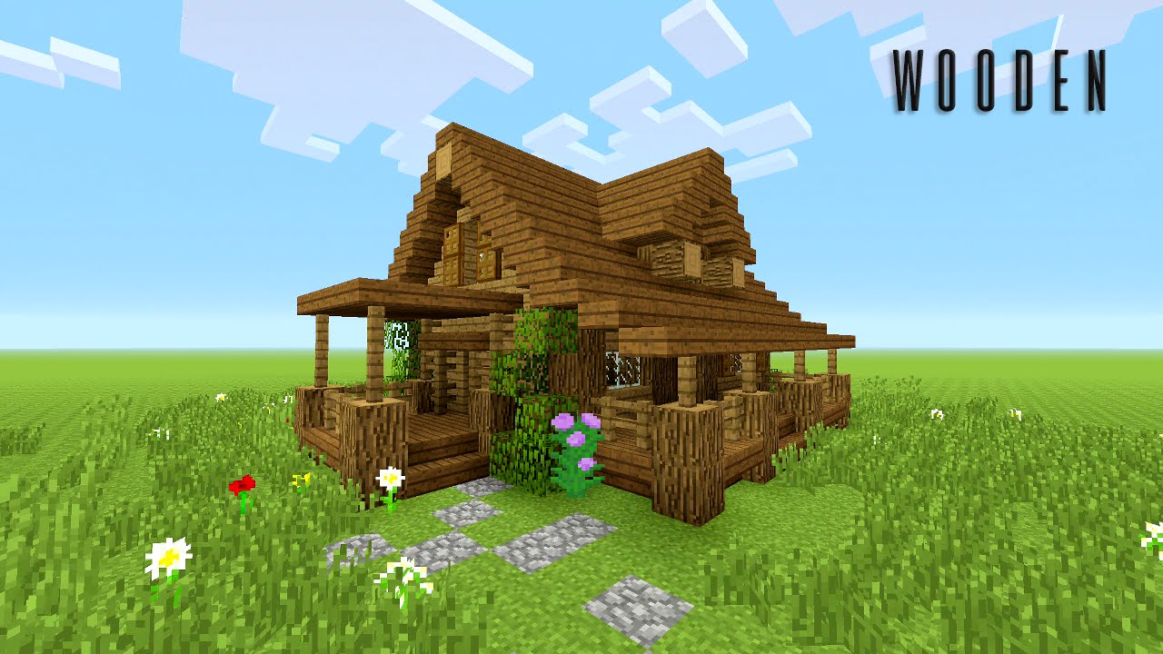 MINECRAFT: How to build wooden house (Rustic) - YouTube.