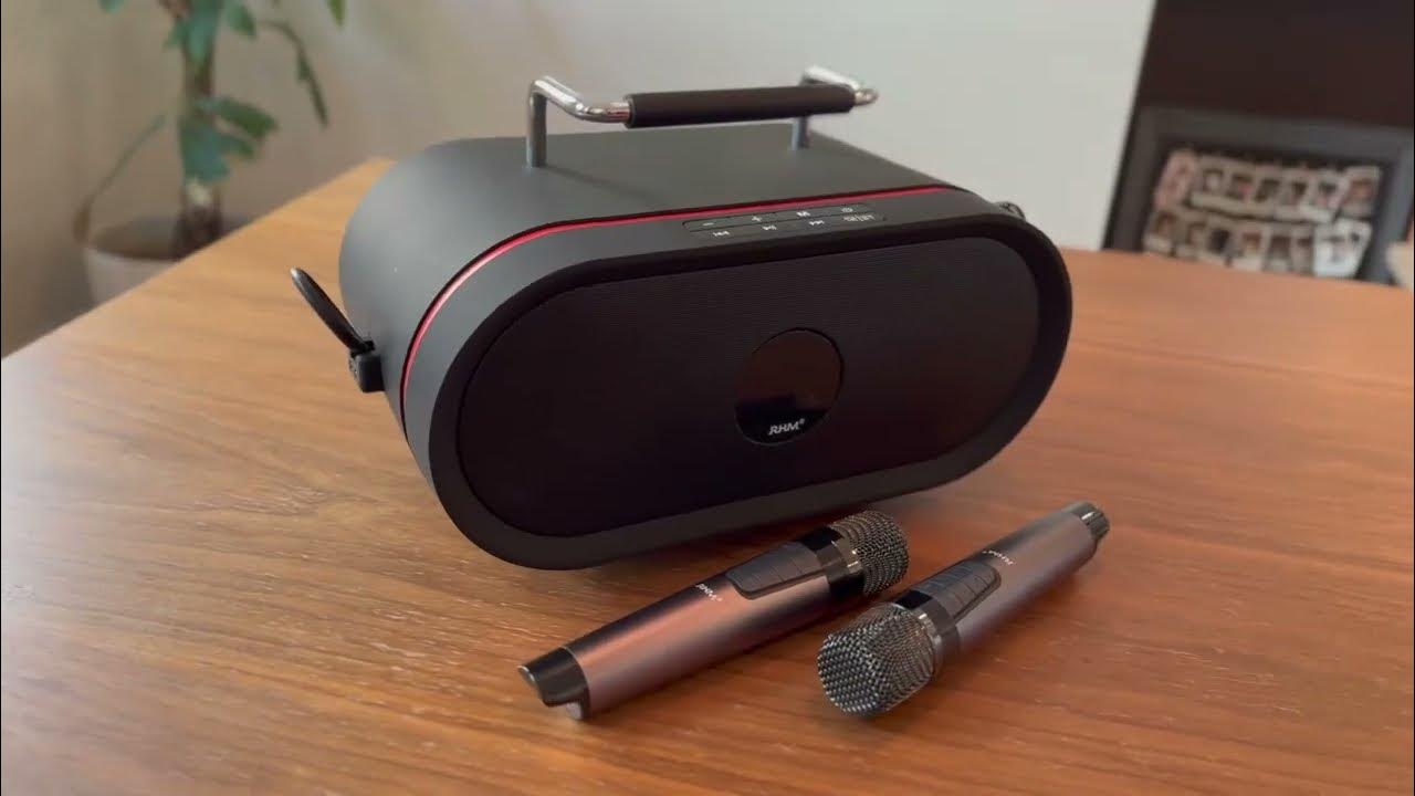 RHM Karaoke Machine,2 Wireless Microphones,Rechargeable Battery Speaker