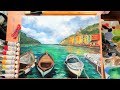 Boats in Italy // Water Mixable Oils  // Sketchbook Sunday