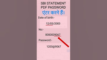 sbi bank statement pdf password kaise pata kare | how to open sbi statement pdf password