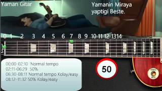Vignette de la vidéo "Yamanin Bestesi Gitar tutorial [Bir kuyruklu yildiza mektup] Medcezir dizi muzigi"