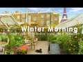 Paris Coffee Shop Ambience - Winter Morning Cafe Ambience with Jazz in Little Garden of Paris,France