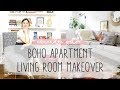 Boho Apartment Living Room Makeover | How To Mix Colour & Pattern