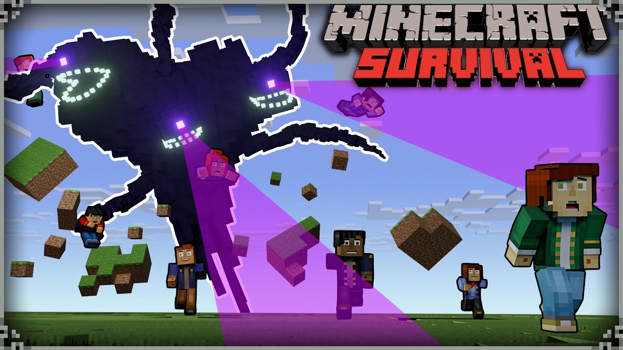 10 Minecraft Players try to survive the Wither Storm on the