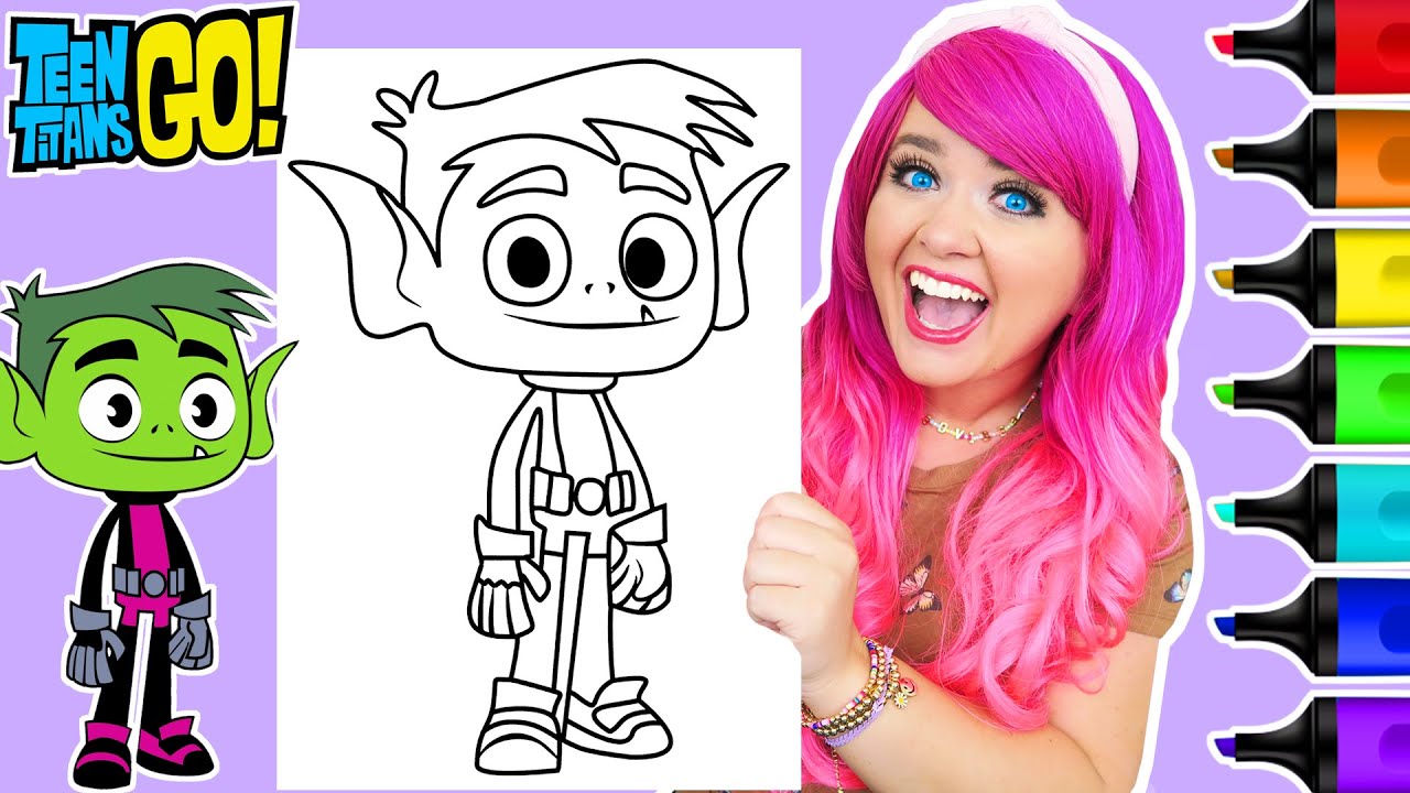 Coloring Teen Titans Go! Beast Boy | Ohuhu Paint Markers