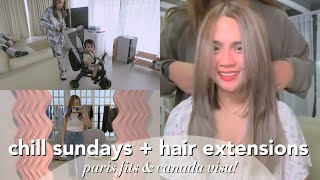 chill sunday, new hair extensions, paris fits + getting our canada visa | Anna Cay ♥