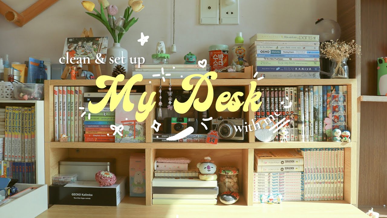 [asmr] clean & set up my desk with me ₊ 𐙚 ˚⊹ ♡ | dọn bàn với mình nhe ✧ • lina heun