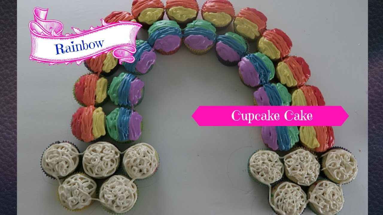 How to make a Rainbow Cupcake Cake - YouTube
