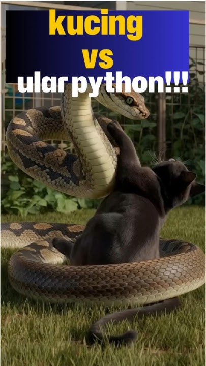 Pertempuran sengit ular python vs kucing hitam #kucing #kucingvsular # ...