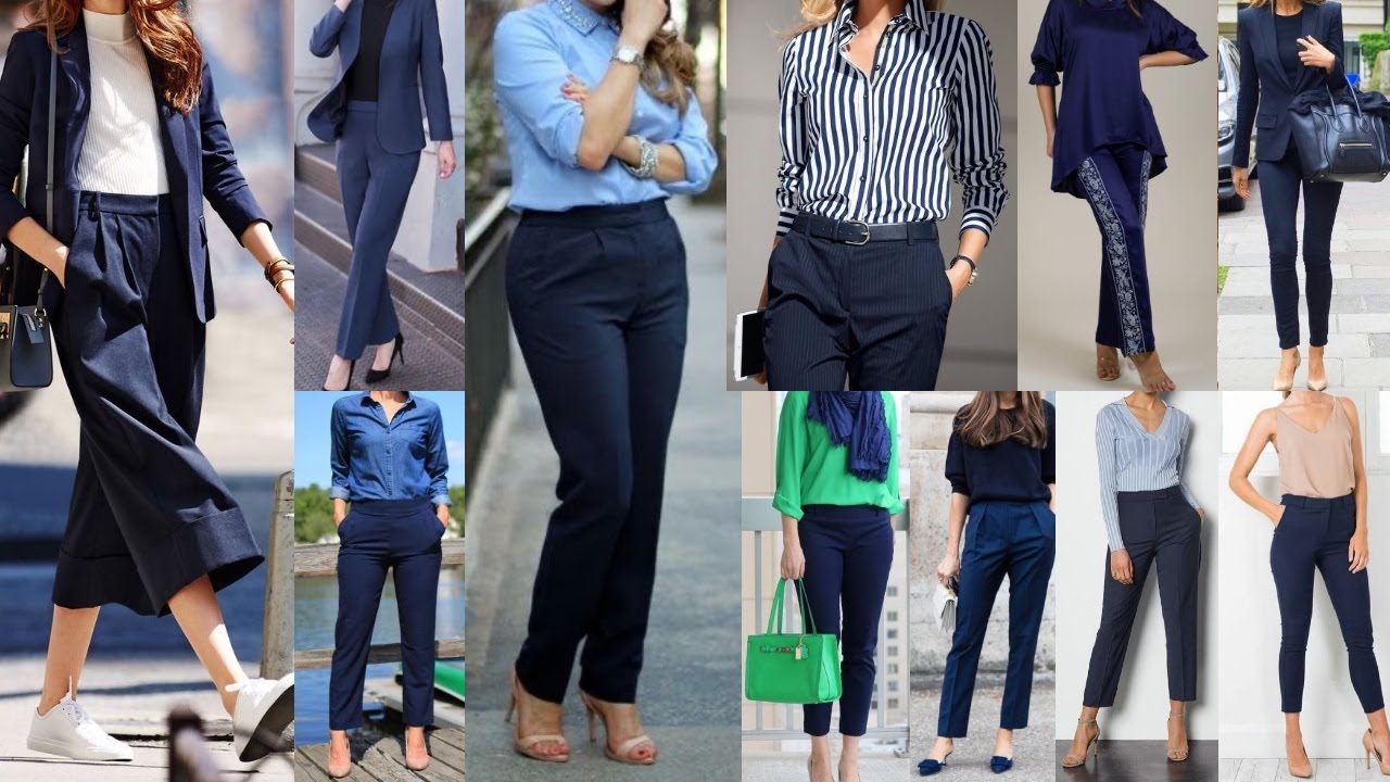 3 ways to style navy blue pants for work! Which outfit is your  favorite?!💼💻