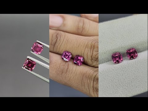 Paar rhodolith granate, kissenförmig geschliffene 1,82 karat, Madagaskar Video  № 1