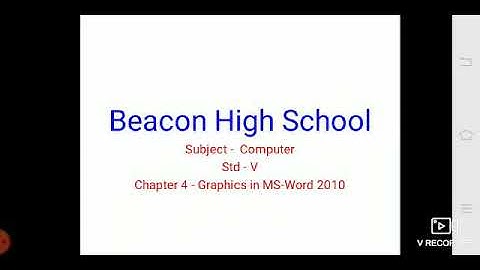 Std-V Subject - Computer Chapter 4- Graphics in MS-Word 2010