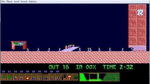 Lemmini - Lemmings Custom Level - New Ability: The Wall Builder