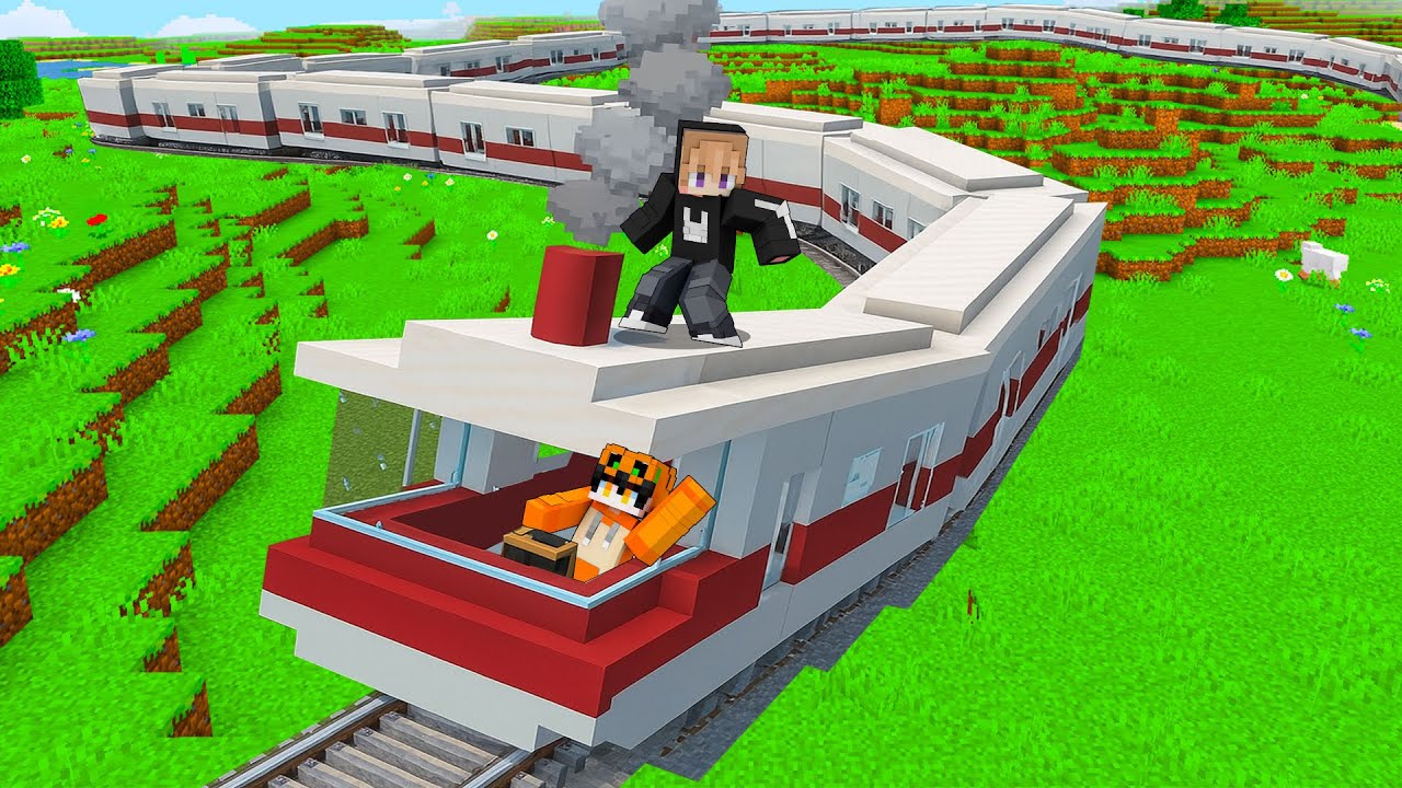 KITA MEMBUAT KERETA API PALING PANJANG DI MINECRAFT!!