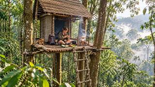 TIMELAPSE 100 Days Survival: Girl Builds an Amazing Treehouse Deep in the Wild