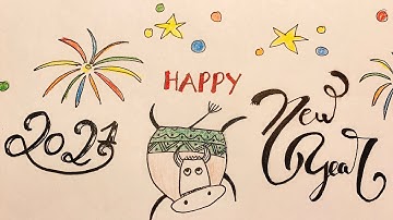 Vẽ thiệp CHÚC MỪNG NĂM MỚI 2021 cực dễ thương | How to draw a Cute Happy New Year 2021 card ?