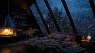 Snowstorm background and fireplace sounds for deep sleep | ASMR soothing fireplace | COZY WINTER