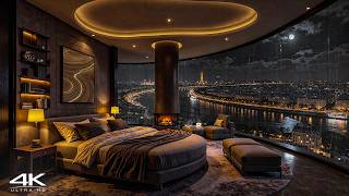 Luxurious Paris Night Bedroom with Eiffel Tower View, Cozy Fireplace, Smooth Jazz Ambience screenshot 2