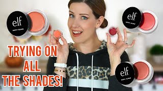 ELF PUTTY BLUSH REVIEW & SWATCHES// TRYING ON ALL 8 SHADES!