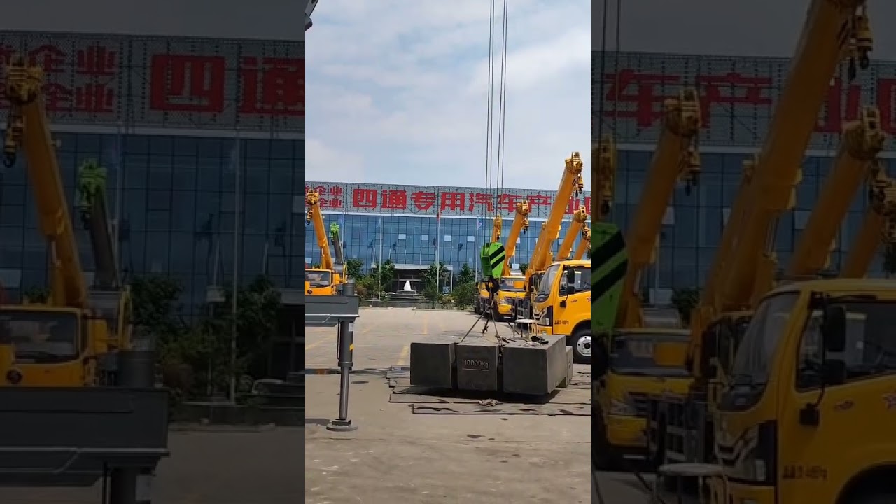 12-ton truck crane, self-weight 16 tons, lifting capacity 10 tons, under test