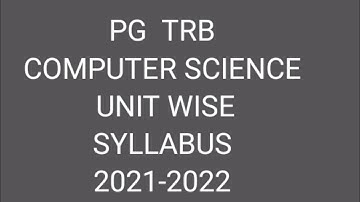pg trb computer science syllabus 2021-2022