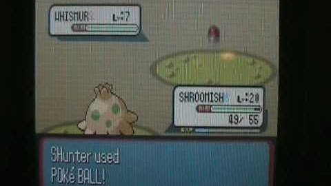 Shiny Whismur in Pokemon Ruby after 9658 REs in Rusturf Tunnel!!