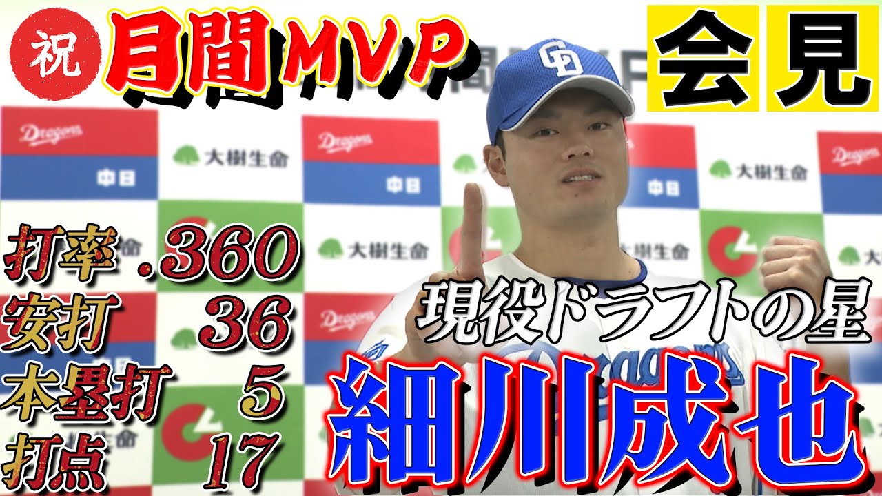 Chunichi] Seiya Hosokawa wins May MVP award - Press conference