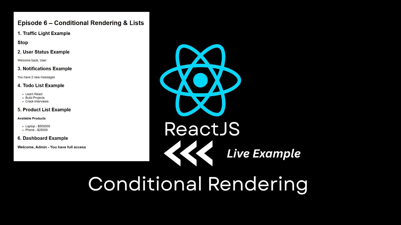 Conditional Rendering React with Real Time Example (Ep. 6) - YouTube