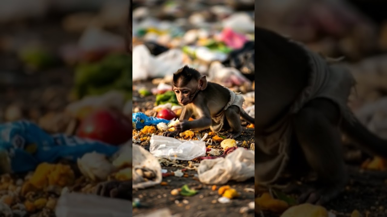 A hungry monkey baby 