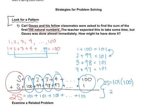 Math 4 Problem solving strategies-look for a pattern and examine a ...