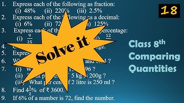 Percentage Questions | word problems |comparing quantities class 8 |comparing quantities | doonmath