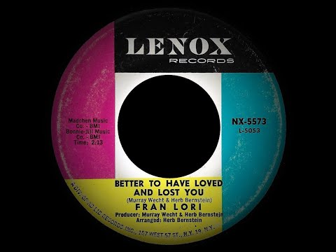 Fran Lori — Fran Lori - Better To Have Loved And Lost You (Lenox NX-5573-B) 1963