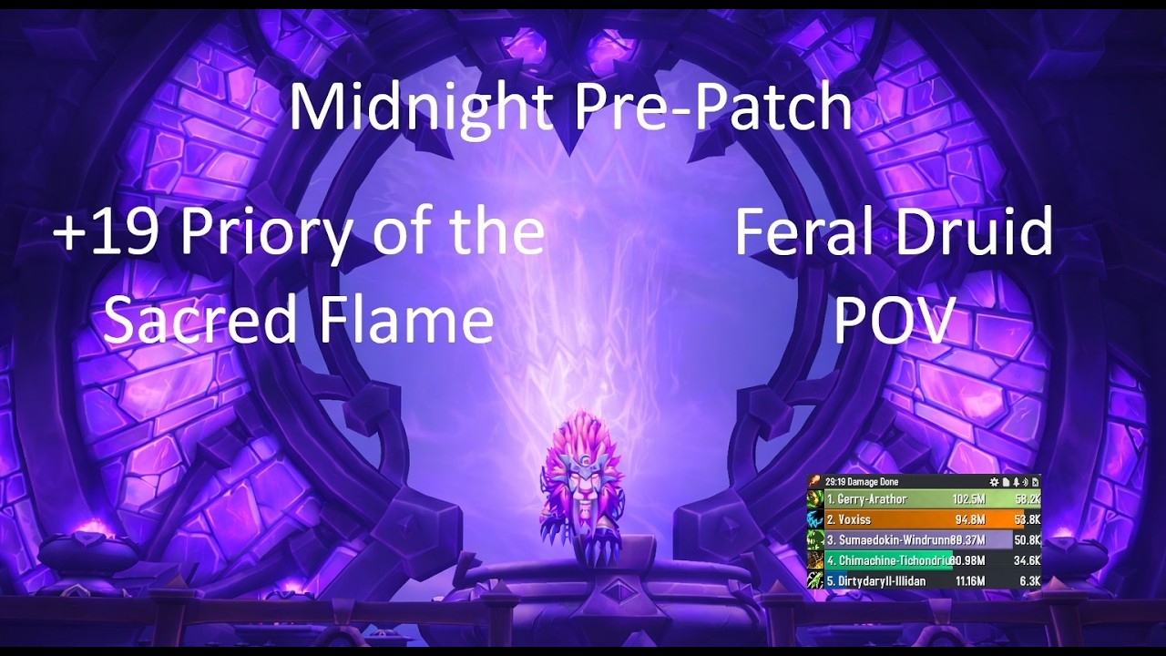Feral Druid POV +19 Priory of the Sacred Flame | WoW Midnight Pre Patch M+ 12.0